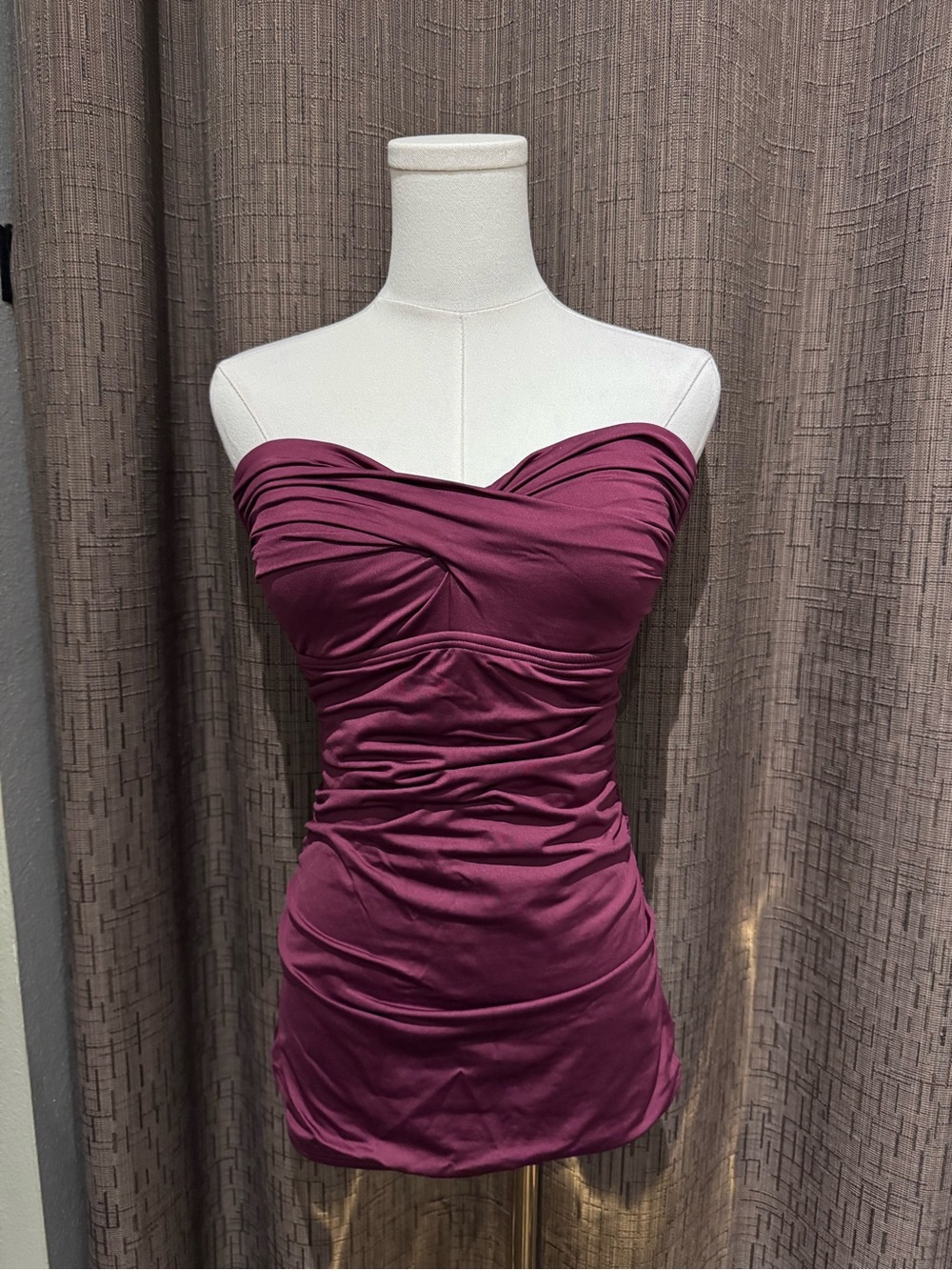 Strapless Ruched Swimwear in Plum